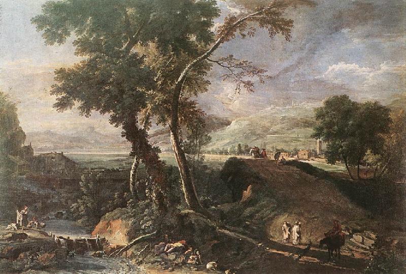 RICCI, Marco Landscape with River and Figures df Sweden oil painting art